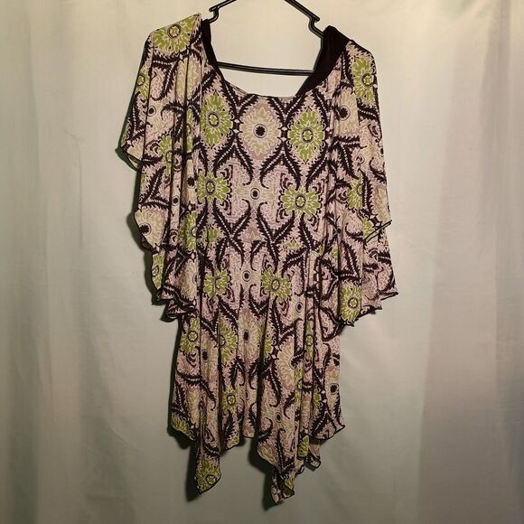 Boho Layered Tunic Top – Sheer Overlay with Eyelets – Size M - Picture 4 of 4